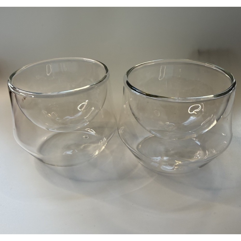 KRUVE IMAGINE Set of 2 Coffee Cups Double Wall Glass Latte Art 6.5oz